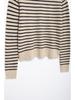 Women's Color Block Striped Knit Cardigan with Round Neck and Long Sleeves
