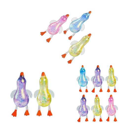 2/3/6 ks Mini třpytivá kachnička mačkací hračka Průhledná ležící kachnička Úleva od úzkosti Senzorická hračka Pomalé zvedání Stresový míček Hračka ve tvaru zvířete