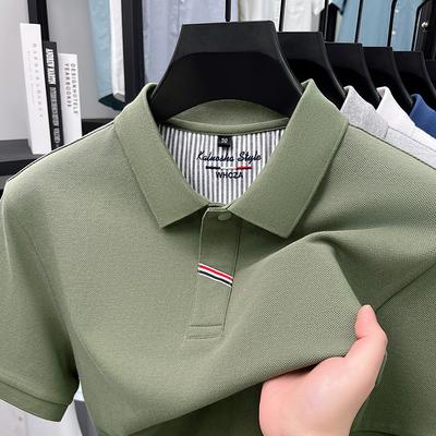 Non-Ironing Men'S Lapel Breathable Casual Short-Sleeved T-Shirt Polo Shirt