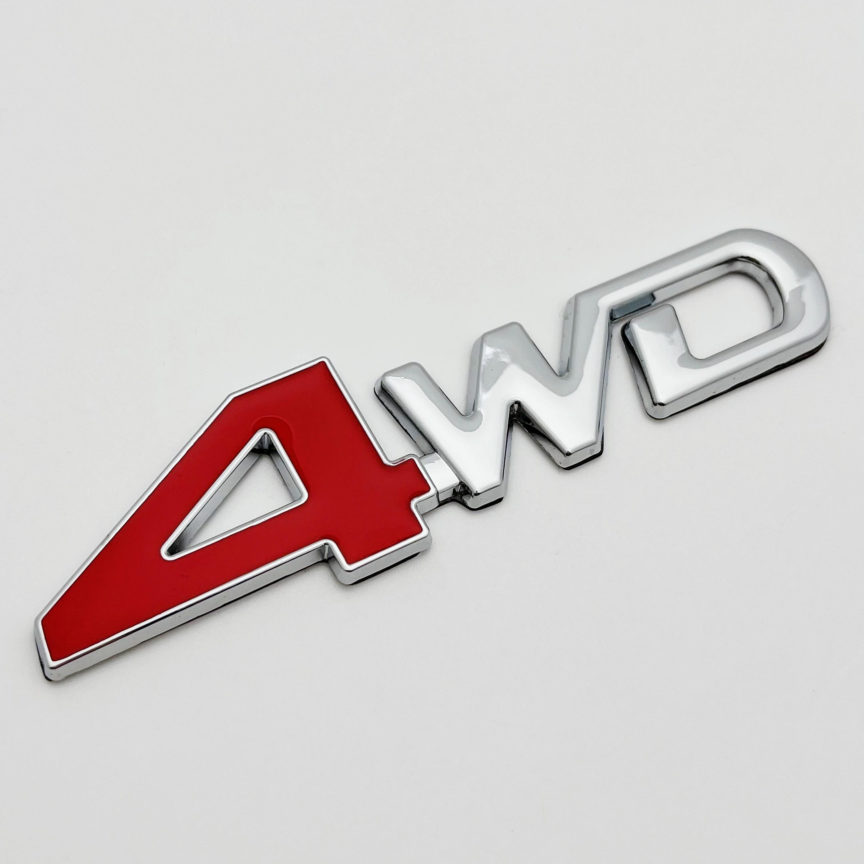 

4WD Logo 3D Metal Sticker For Prius i20 i40 Tucson Compass Renegade Patriot wrangler Car Wing Fender Rear Trunk Badge Emblem 1pcs 4WD