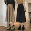 Vintage High Waist Pleated Skirt Women Korean Fashion College Style Long Skirt Ladies Autumn Casual A Line Skirts