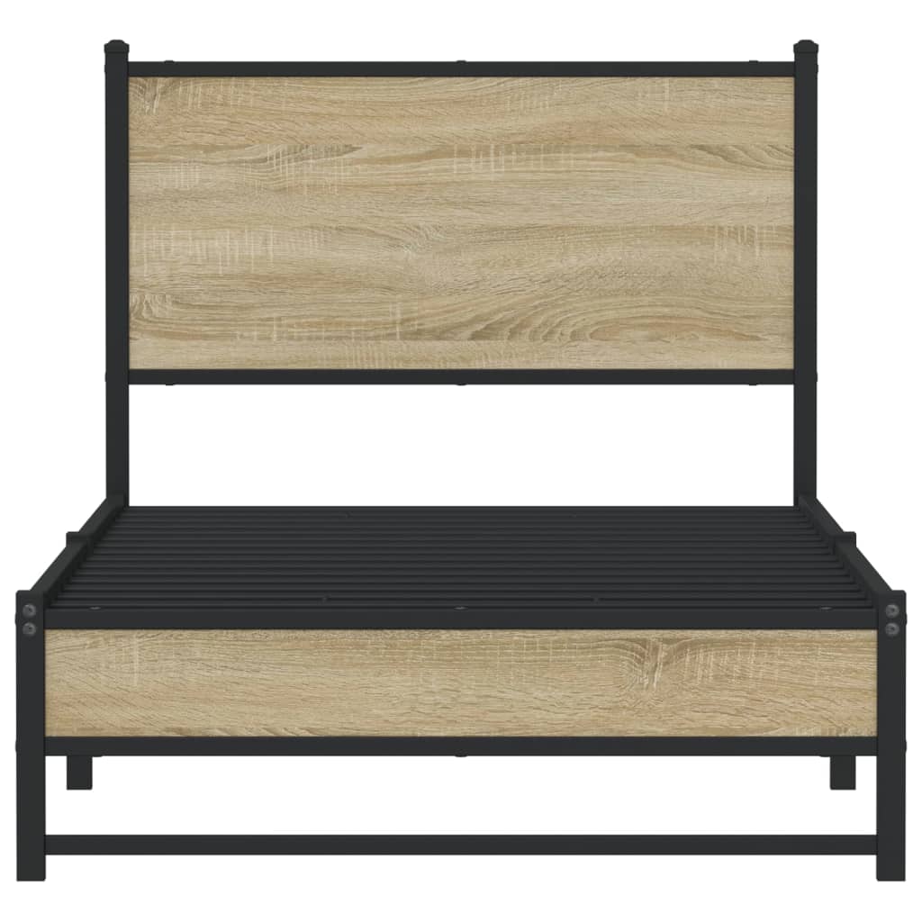 Vidaxl Metal Bed Frame, Without Mattress, Sonoma Oak, 90X200 Cm