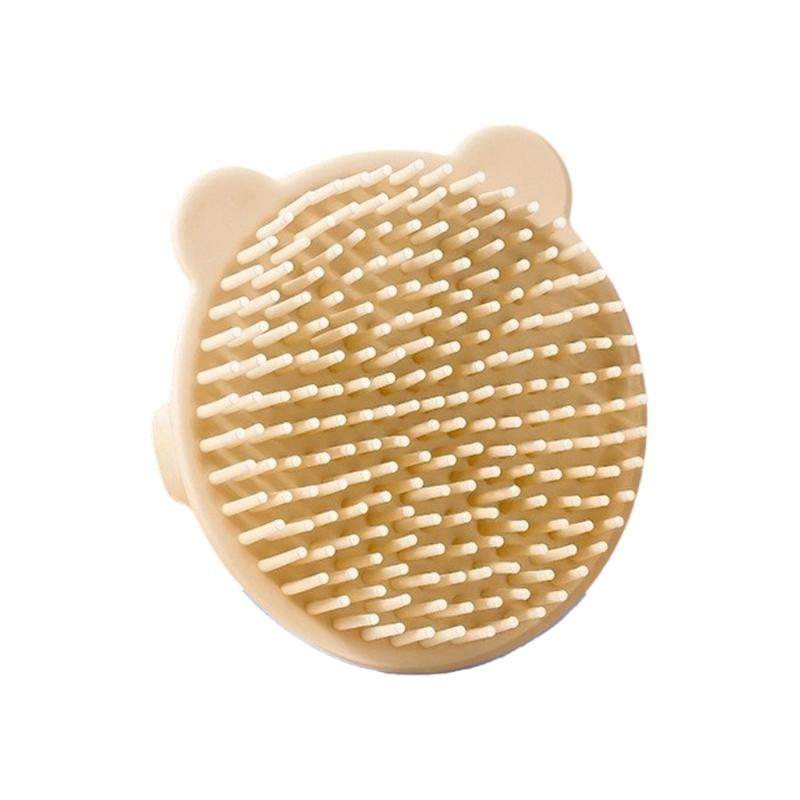

Food Grade Silicone Infant Scalp Massager Brush Bath Tool for Newborns Soft Round Tip Bear Shape Hair Care Brush бежевый