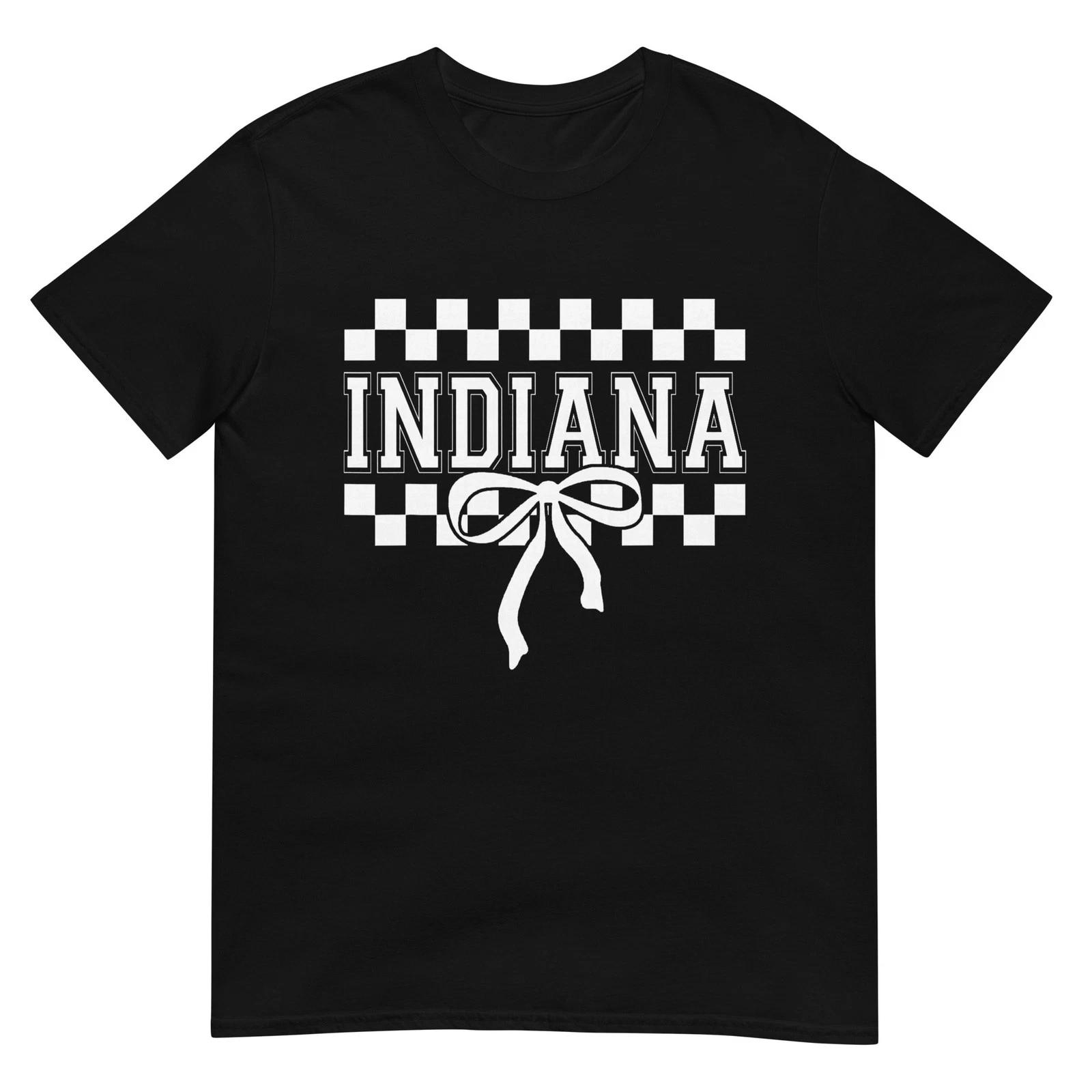 Indiana Coquette Bow Checkered Design for Women Girls Kids T-Shirt XL