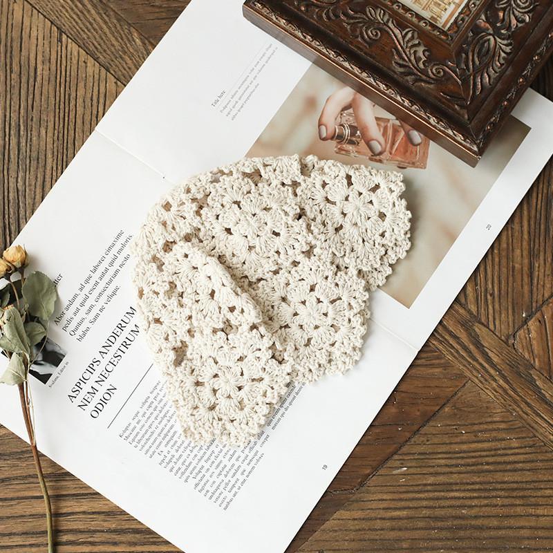 Trendy Women s Hollow Crochet Hat Spring Summer Knit Ladies Cotton Knitted Cap Summer Fashion Headgear бежевый