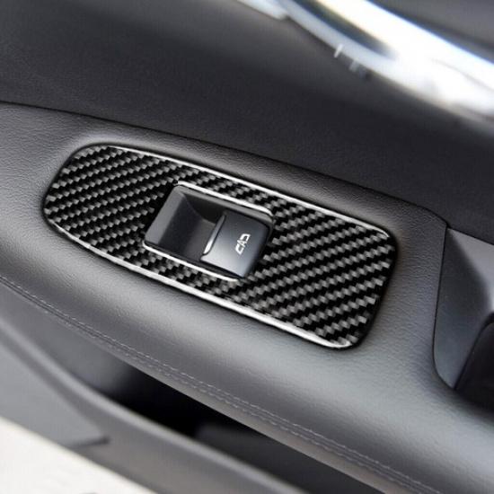 4x Carbon Fiber Inner Window Lift Switch Cover Trim For Cadillac XT5 2016 2017