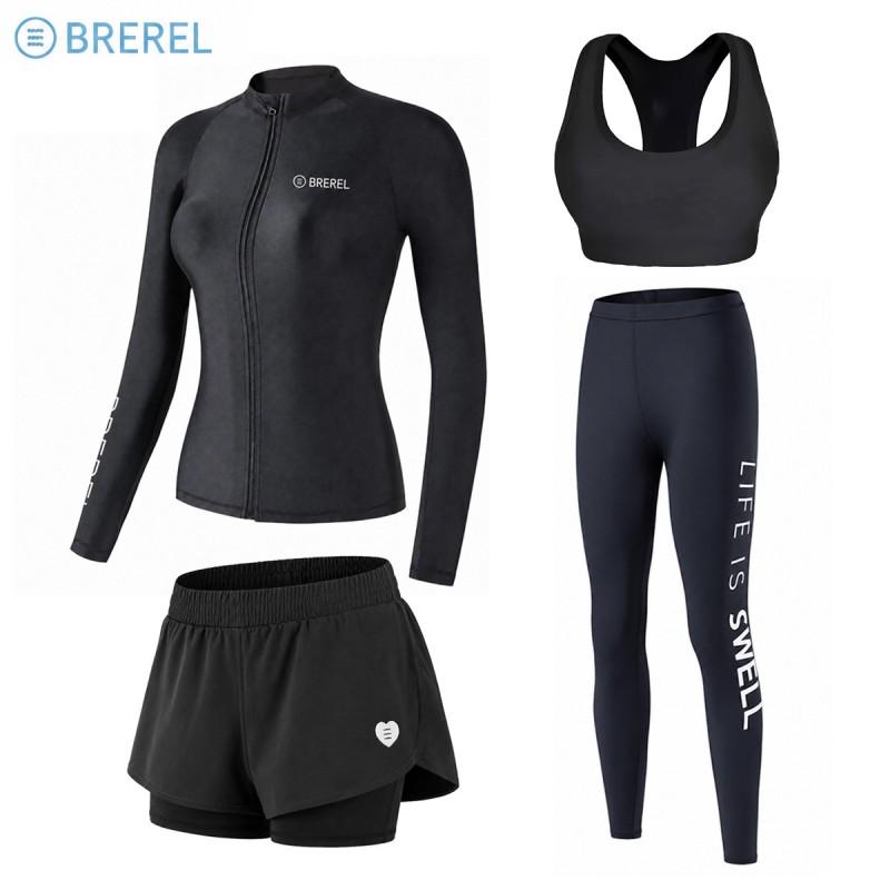 Womens Long Sleeve UPF 50 Rash Guard Swimsuit With Chest Pad Snorkeling Surfing Jellyfish Protection