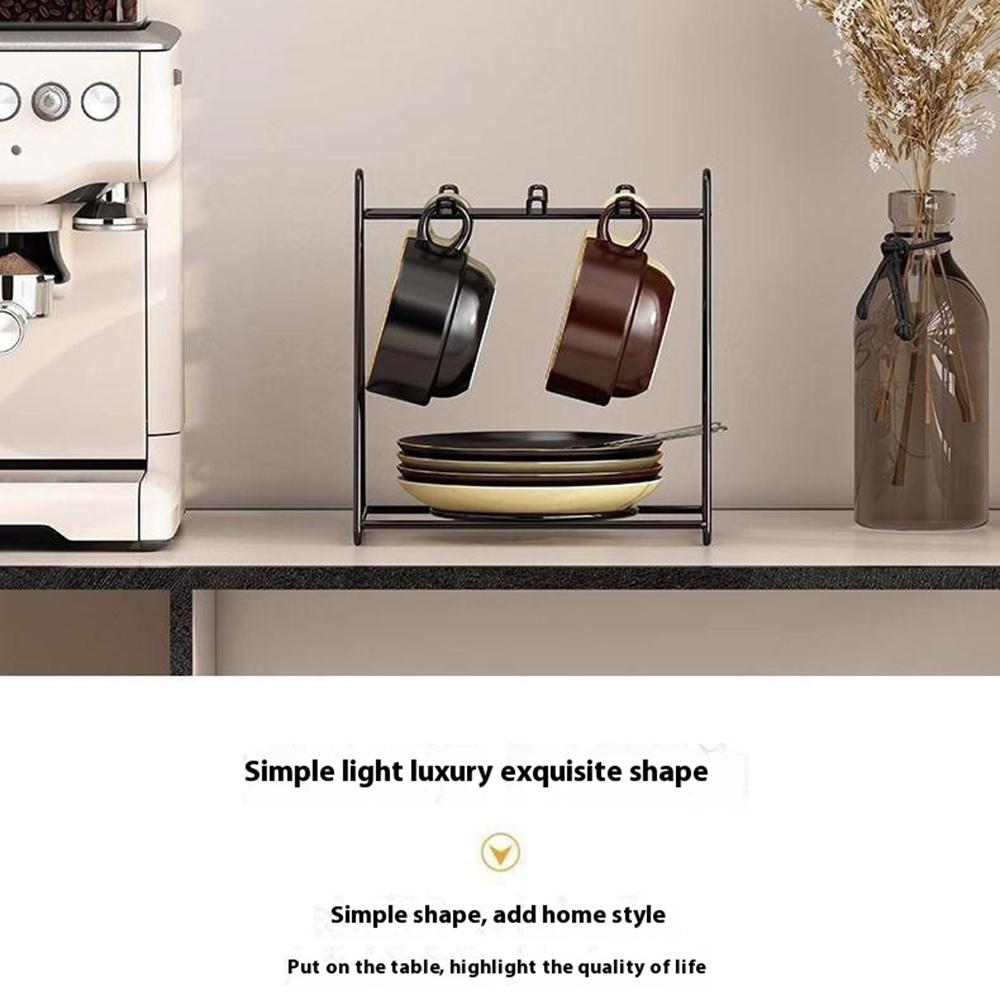 

Cup Holder Stand Iron Art Kitchen Storage Rack Coffee Mug Organizer Dish Display Shelf Black