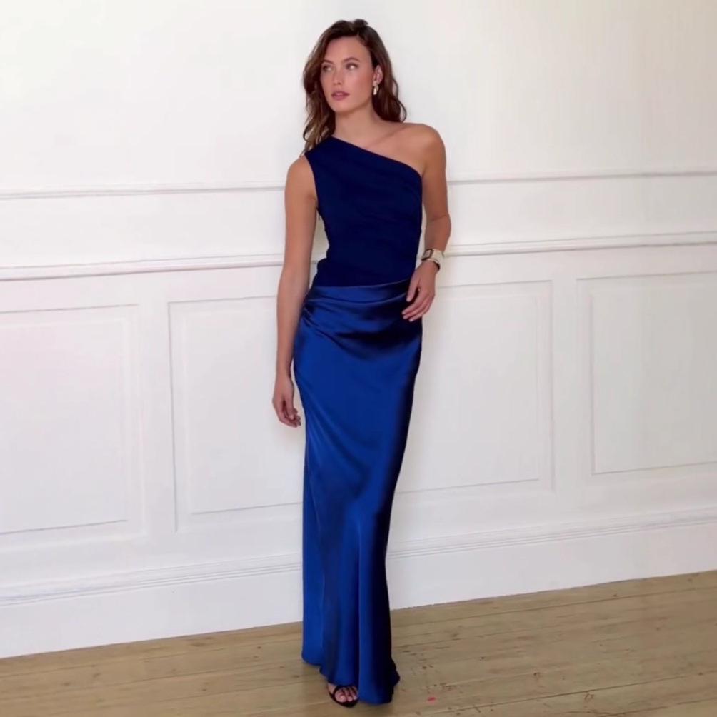 2026 Spring European & American Asymmetrical Neck Sleeveless Open Back Bodycon Dress