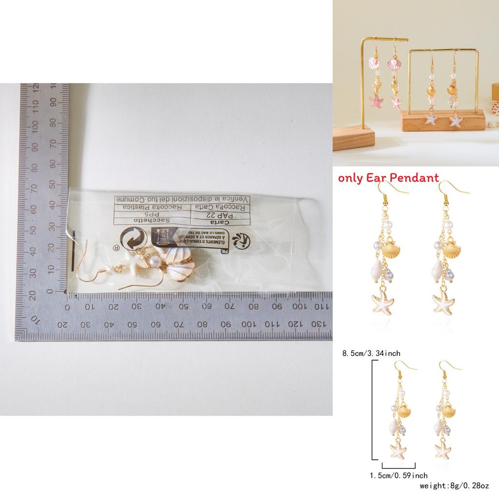 Natural Shell Alloy Earrings With Electroplating For Trendy Beach Party Accessories