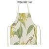 Home Plant Flower Printed Linen Kitchen Apron for Women Home Cooking Baking Waist Bib House Accessories Cleaning Tool Aprons