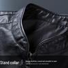 ROMON Men's Stand Collar Faux Leather Jacket
