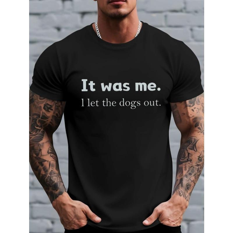 

European size Men s Fun I Let the Dog Out Graphic T-Shirt - Soft, Breathable Regular Fit for Summer Daily Wear Regular Fit 4XL чорний