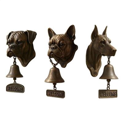 Durable Vintage Welcome Doorbell Wall Mount Unique Manual Doorbell Rustic Resin Puppy Doorbell Home Entrance