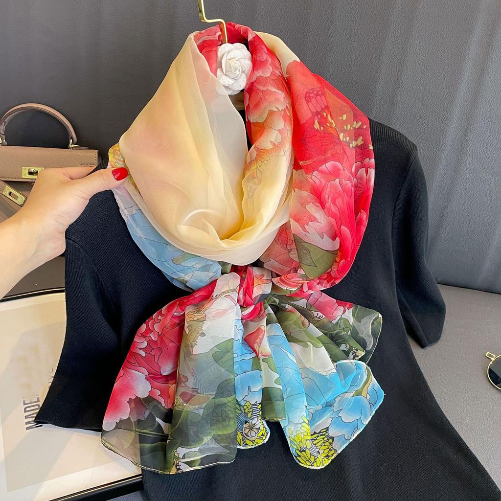 Silk Scarf Fashion Design Neck Print Foulard Female Headbanda Luxury Hijab Women Warm Pashmina Scarves Echarpe Shawl Large Wrap