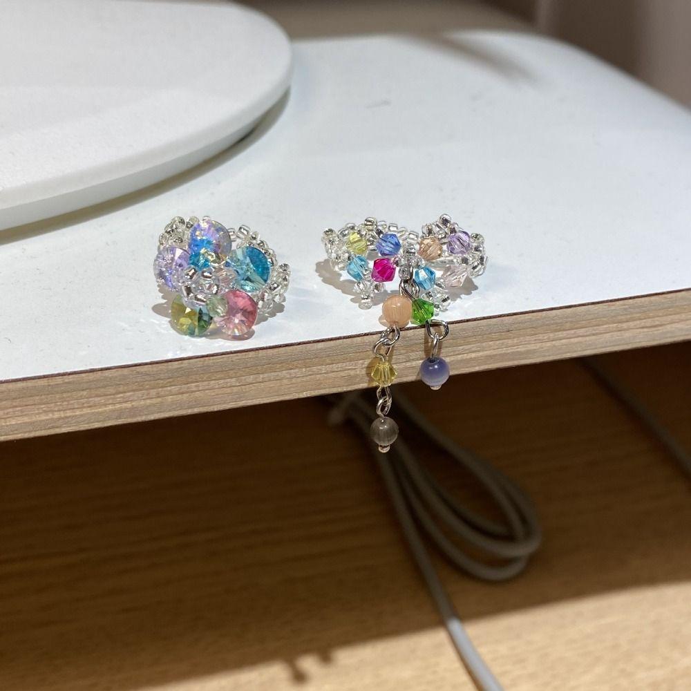 Korean Flower Ring Tassel Vintage Rings Exquisite Colorful Beaded Ring  Women