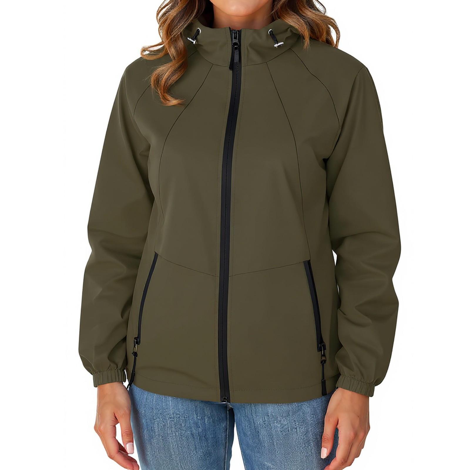 

Куртка женская водонепроницаемая ветровка легкая дождевая куртка с карманами упаковываемая дождевик для женщин с капюшоном XXL