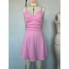 Mini Abito Sexy da Donna con Spalline Sottili Scollo a V Vita Arricciata Orlo Spaccato Linea ad A Colore Unito Estate Festa Serale Club Night Out Abito