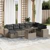 VidaXL Garden Lounge Set 9 Pcs with Light Grey Cushions Wicker 3275352