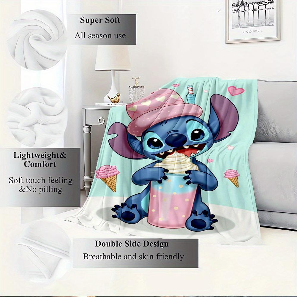 1pc Flannel Cute Stitch Cartoon Pattern Bed Small Cover Blanket Sofa Blanket Birthday Gift Home Decoration 's Room Bedroom