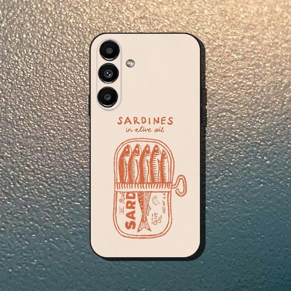Fish Funny Sardines Phone Case For Samsung Galaxy A13,A21s,A22,A31,A32,A52,A53,A71,A80,Soft Black Shell