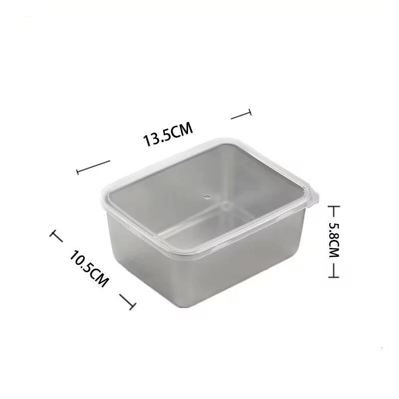 Stainless Steel Square Tray with Lid and Fresh-Keeping Magnetic Box, Towel Display, Rectangular Basin