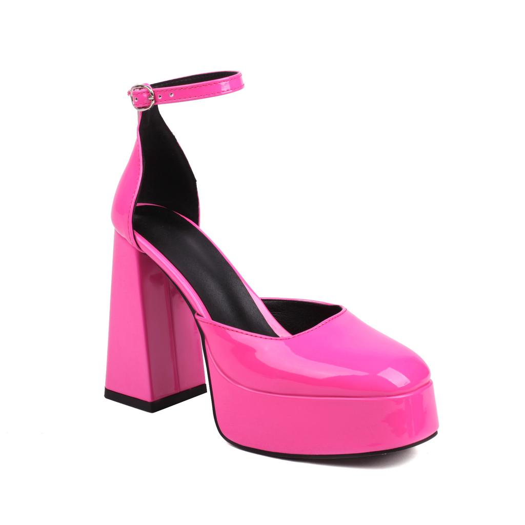 34-48 Summer Round Head Waterproof Table Thick Heel Super High Heels Light Mouth Foot Fashion Show Large Size Single