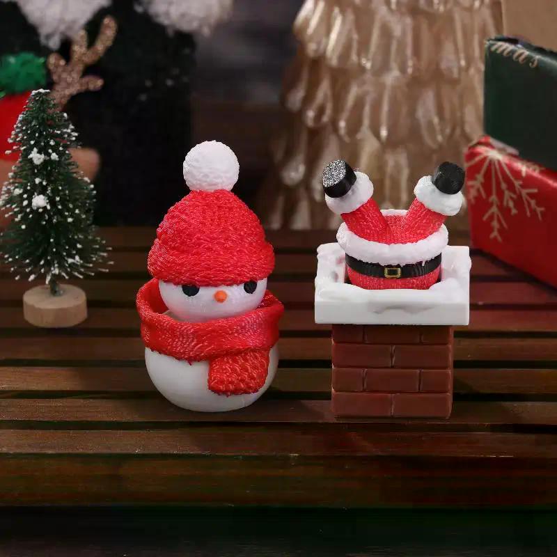 3D Printed Christmas Holiday Decoration Desktop Doll Santa Claus Falling Chimney Cute And Fun Relax Toy Pressed Ornament Clicker