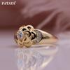 PATAYA Metal Flower Earrings Ring Set Rose Gold Color Wedding Creative Artificial Zircon Trend Unusual Women Set