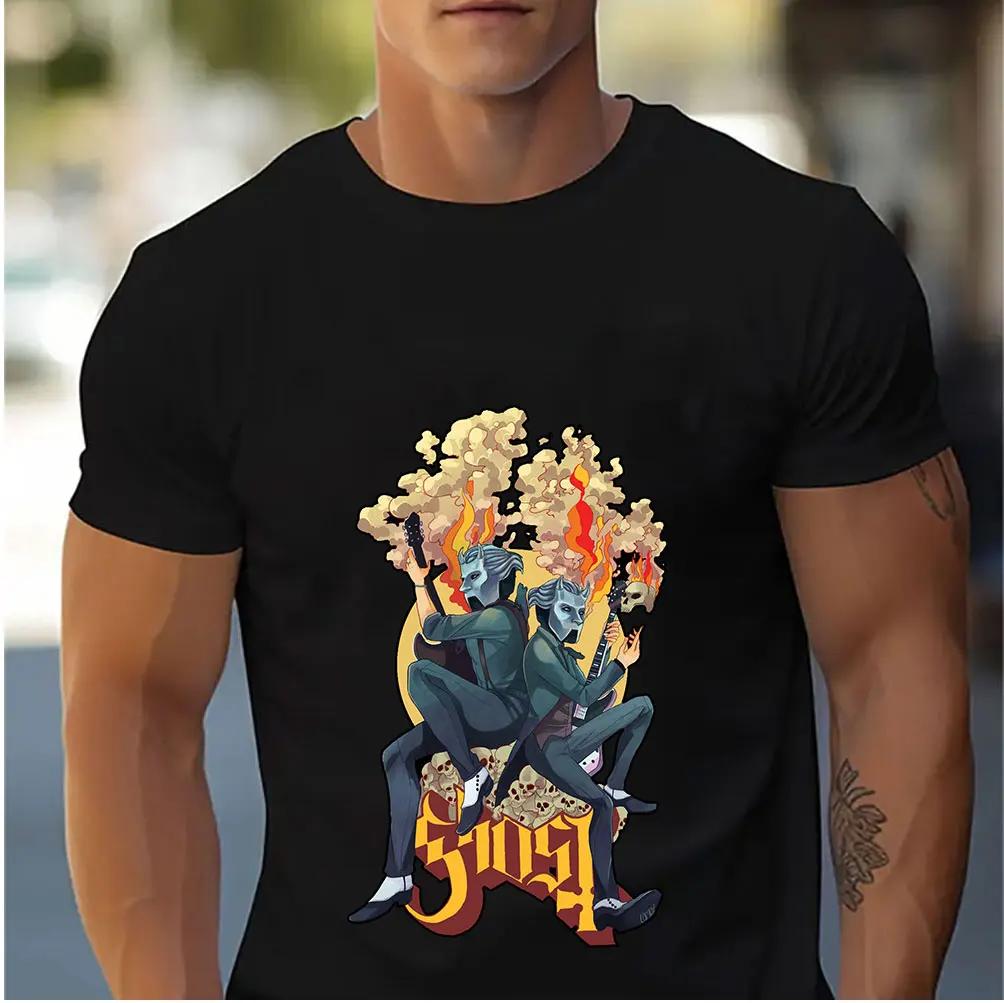 Unisex and WoUnisex's Vintage Anime Graphic T-shirt, Pop  Character Shirt, Ghost Band, Printed, Street Clothing, Fashion, 1T