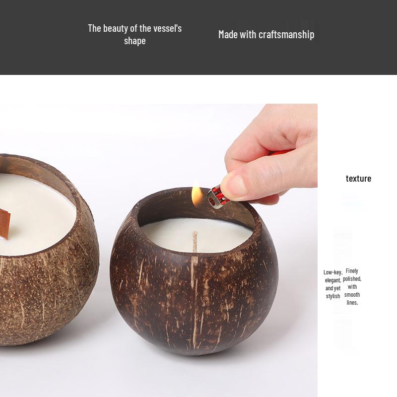 Nordic Minimalist Coconut Shell Candle Cup – Creative Soy Wax Holder with Logo Print