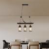 Vintage Industrial 3-Light Pendant Lamp, Rustic Wood & Iron Chandelier for Cafe,Bar,Restaurant – E26/E27 Base, No Bulbs Included