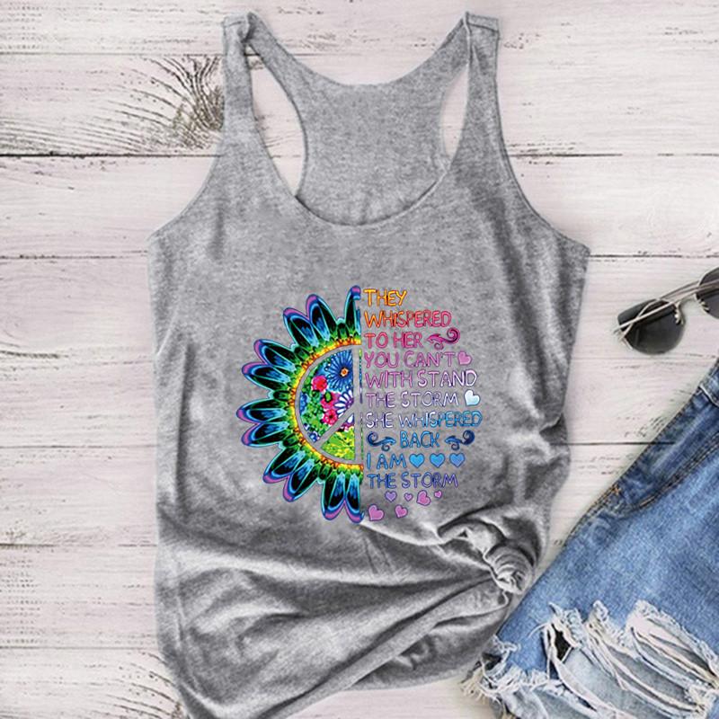 

Женская футболка без рукавов с принтом подсолнухов 4XL серый