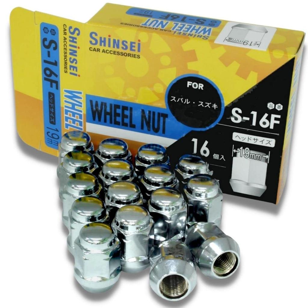 Shinsei Wheel Nut M12 x P1.25 Taper Seat 60° 16 Pieces Carbon Steel for Mechanical Structure Hexagonal S-16F