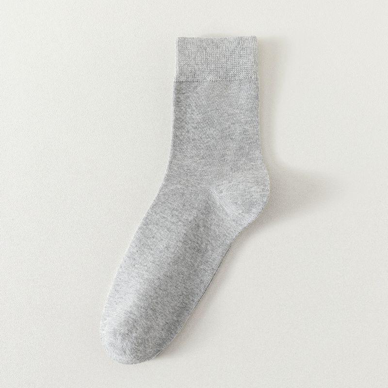 Men's Mid-Tube Solid Color Socks - Black Deodorant, Sweat-Absorbent, Business Casual for All Seasons