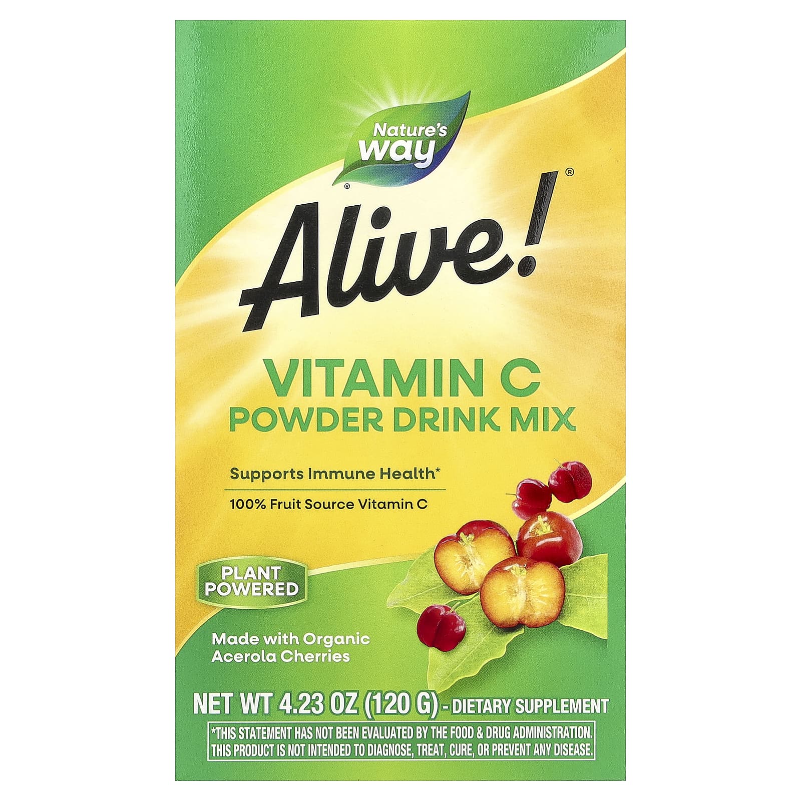 

Nature S Way, Alive!, Fruit Raw Vitamin C, 120G(4.23Oz)