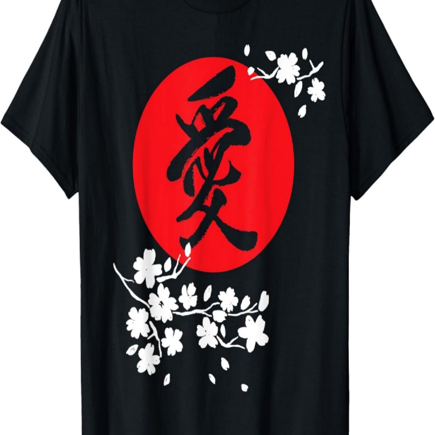 Love Vintage  Kanji and Cherry Blossom Tee Shirt S