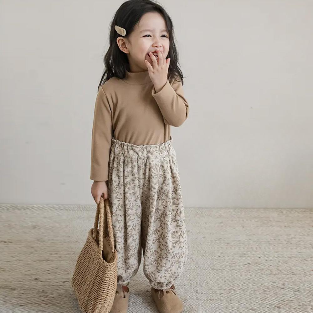 

Брюки из легкого бархата с цветочным принтом для девочек на осень и зиму, милые свободные брюки в корейском стиле The Feet Casual Pants Printed 80