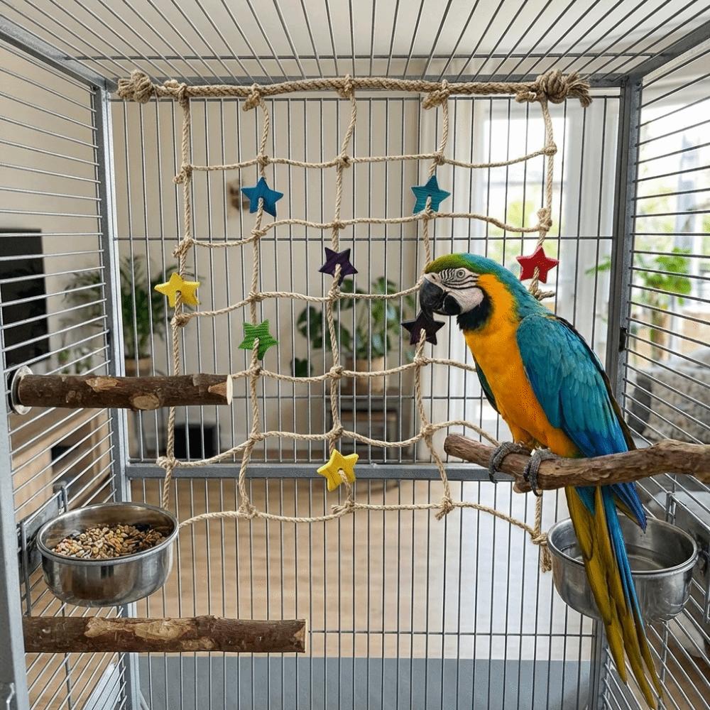 Hanging Parrot Climbing Net Colorful Star Bird Stand Net Creative Bird Swing Rope Indoor