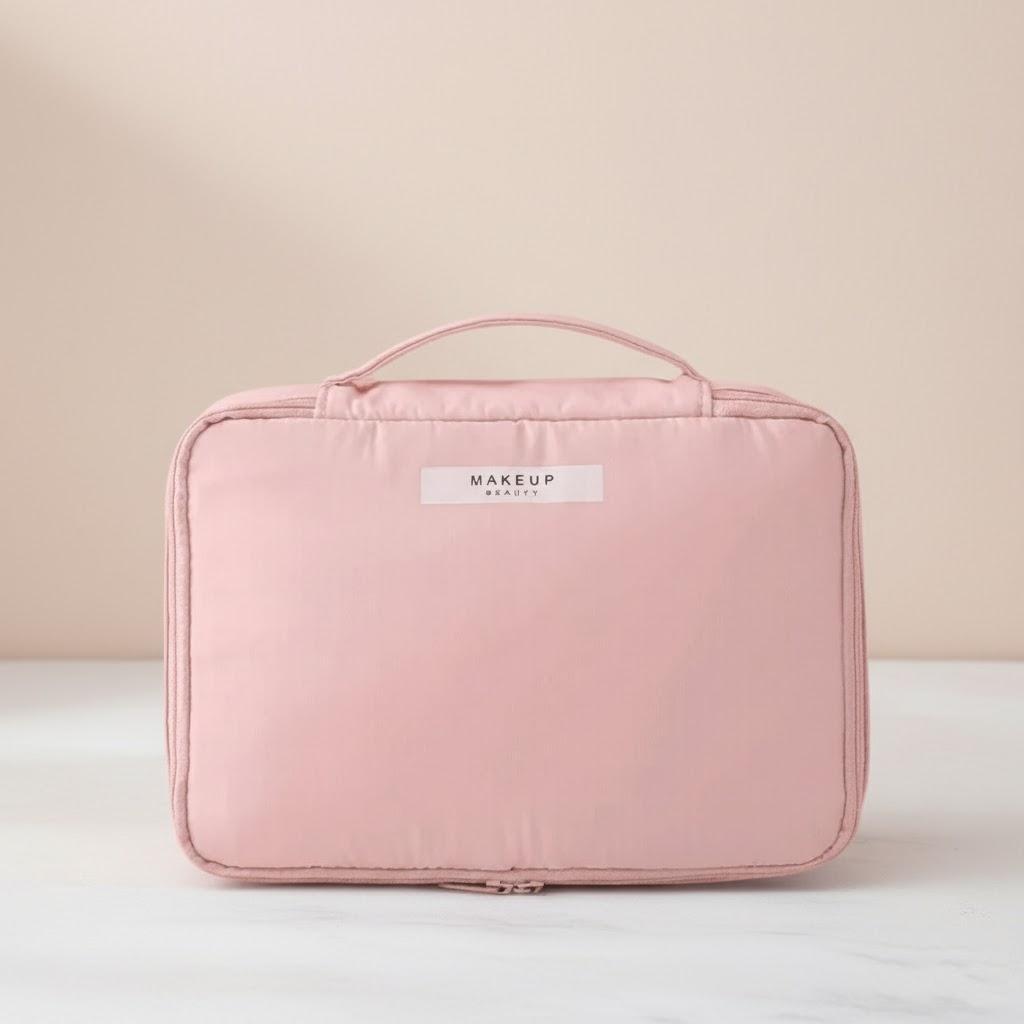 

Portable Women s Travel Makeup Bag Cosmetic Storage Handbag Jewelry Organizer Makeup Brush Tool Bag рожевий