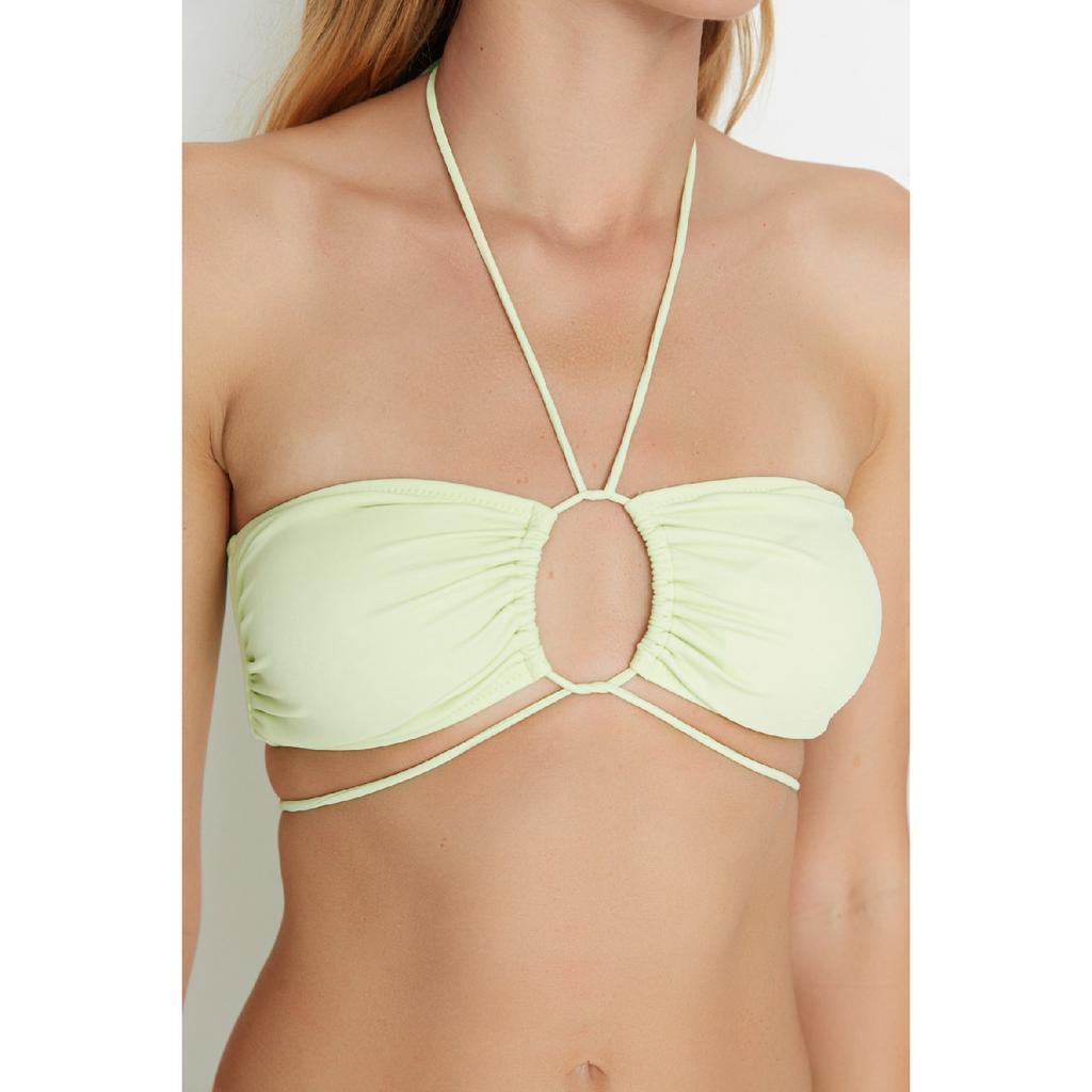 Schwarzes trägerloses Bikinioberteil zum Binden Tbess21bu0411