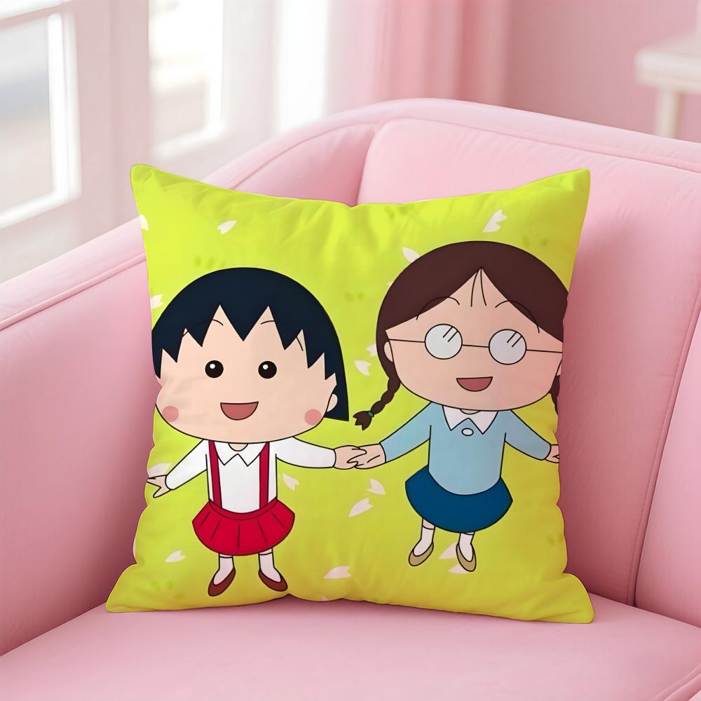 Cute Anime C-Chibi M-Maruko Chan Cushion Cover Comfortable Reversible Pillow Cover Ideal for Car Sofa Bedroom & Beyond