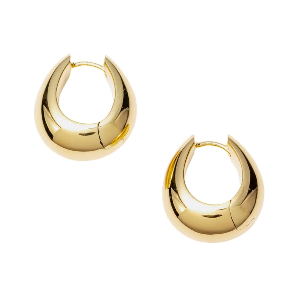 

Tom Wood Ice Hoop Medium Gold Hoop Earrings in Recycled Sterling Silver with 18K Gold (100512) 1-Micron Plating.