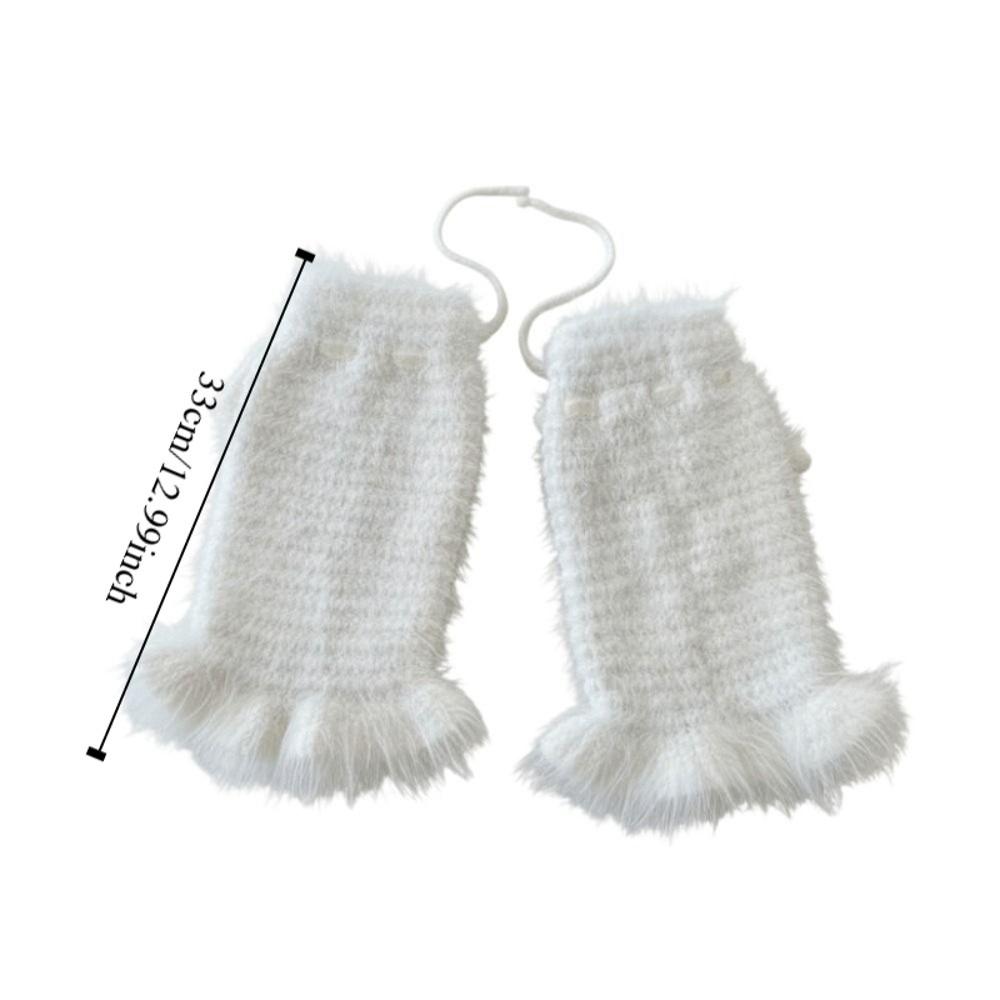 Solid Color Y2K Lace Up Leg Warmers Sweet Ballet Flare Women's Plush Stockings Elastic Loose Knit Banding Leggings Girl