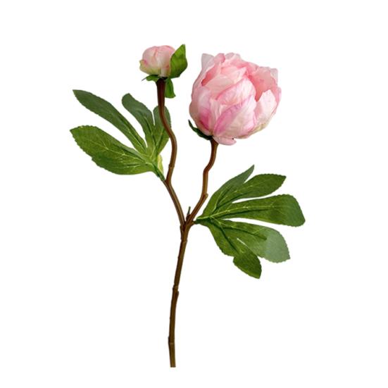 Real Touch Peony Bouquet 1 Bloom 1 Bud Artificial Peony Flower Faux Silk Floral Arrangement for Home Vase Wedding Centerpiece Party Decor