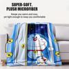 Doraemon Logo Pattern Fleece Blanket, Blue White Round Face with Red Nose Soft Throw, Cozy Couch Blanket for Kids Room