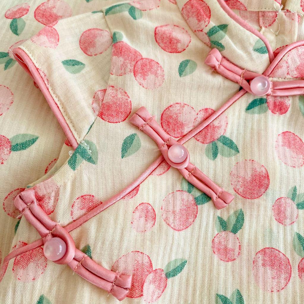 Sommer Mädchen Schwesternoutfits: Baby Strampler & Fruchtsalat Cheongsam Set
