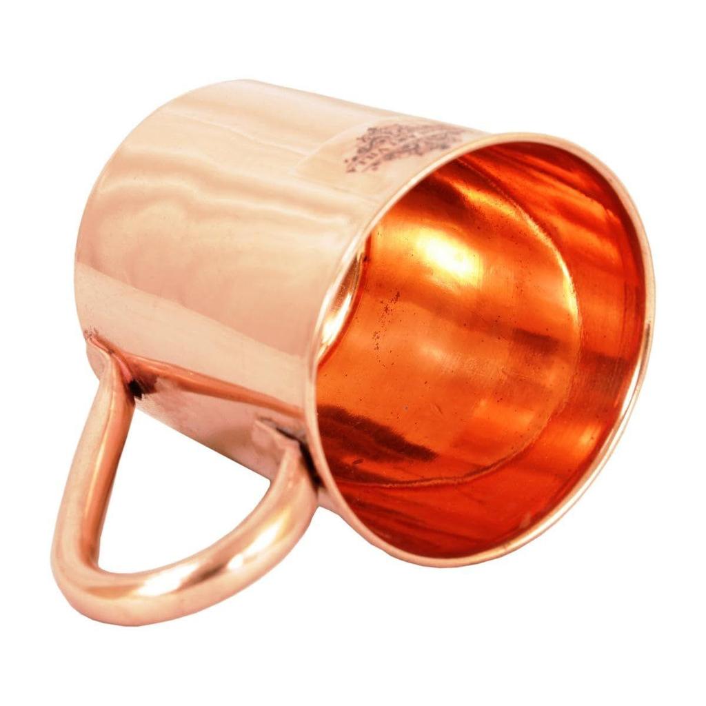 Pure Copper Straight Shaped Shine Finish Design Moscow Mule Beer Mug Cup, Best for Beer Cocktail Parties, Barware, Volume-415ML, Set of 2