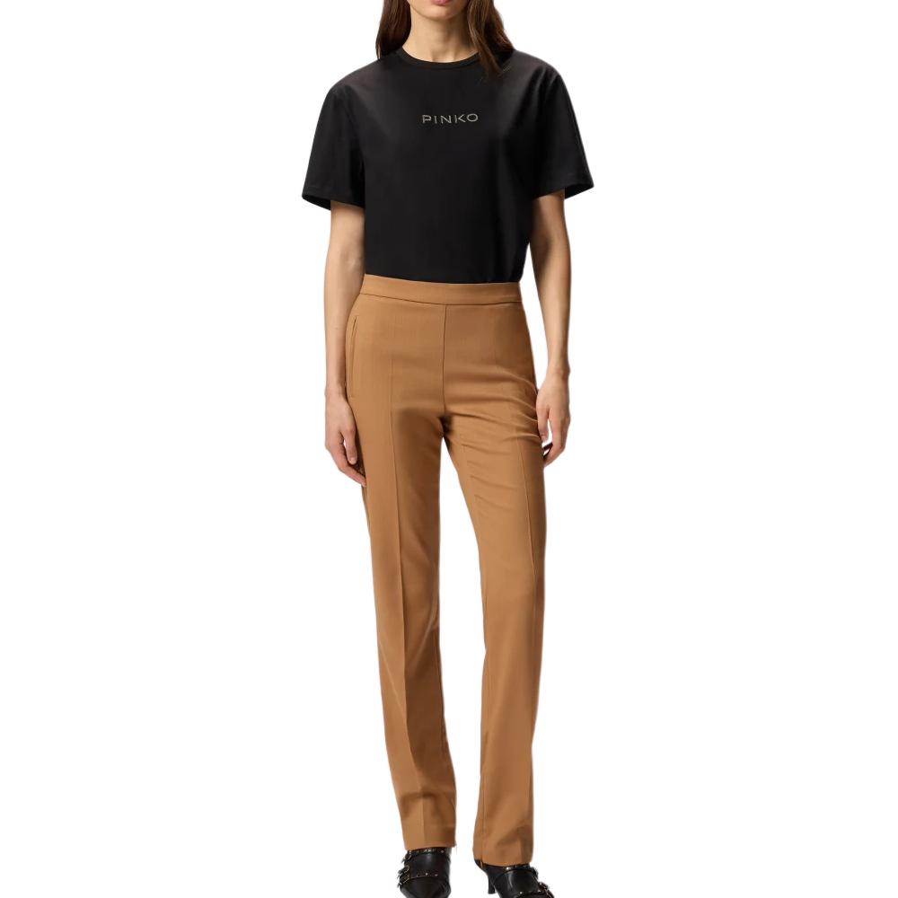 PINKO Logo Round Neck Short Sleeve Pullover T-Shirt Women tops 105526A2RM-Z99