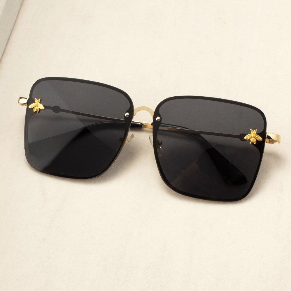 

New Fashion Lady Oversize Rimless Square Bee Sunglasses Women Men Small Glasses Gradient Sun Glasses Female UV400